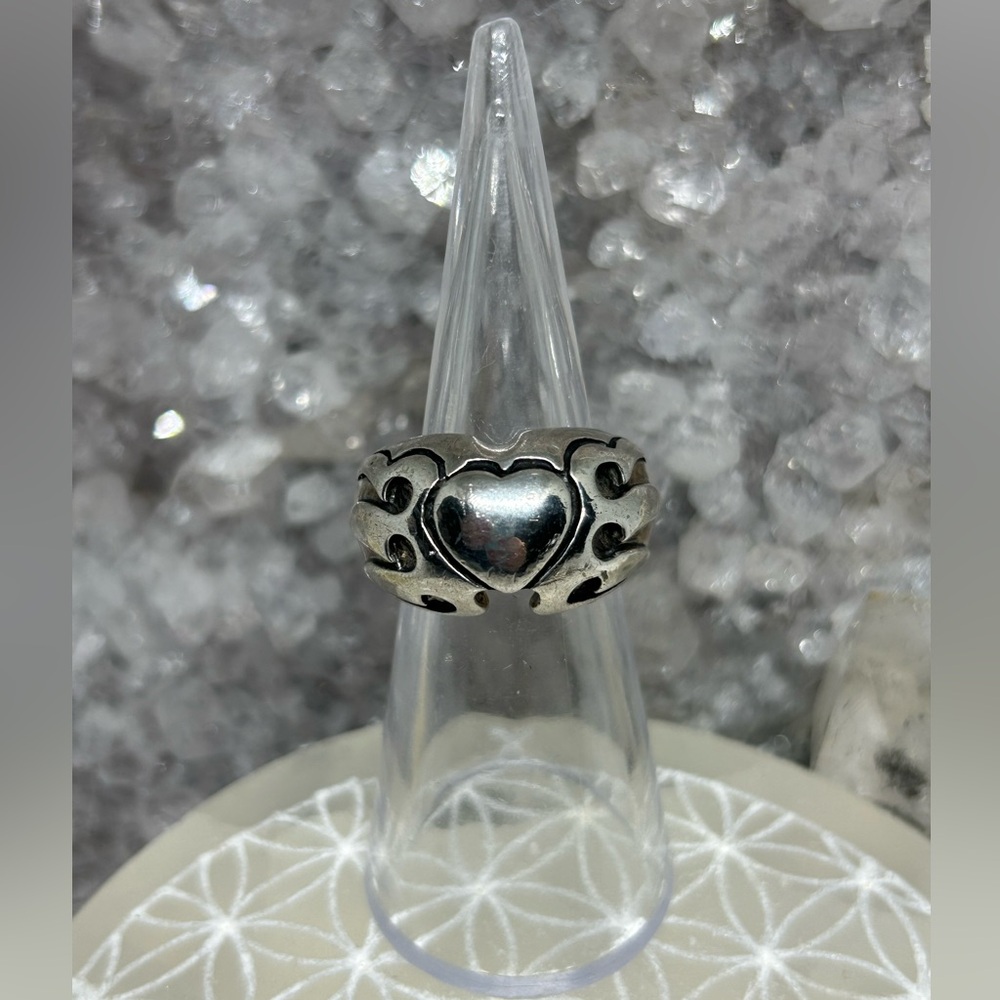 Heavy Vintage flaming heart ring 925